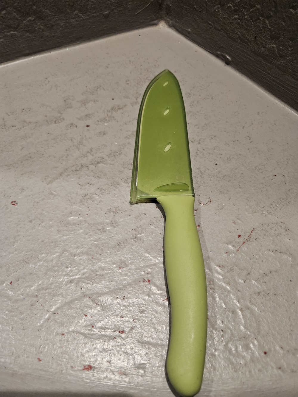 Pampered Chef Sage Green Santoku Knife with Protective Sheath - Home Accents